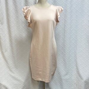 Tommy Hilfiger size 10 Light Pink Ruffle Sleeve Midi Dress stretch dressy‎ lined